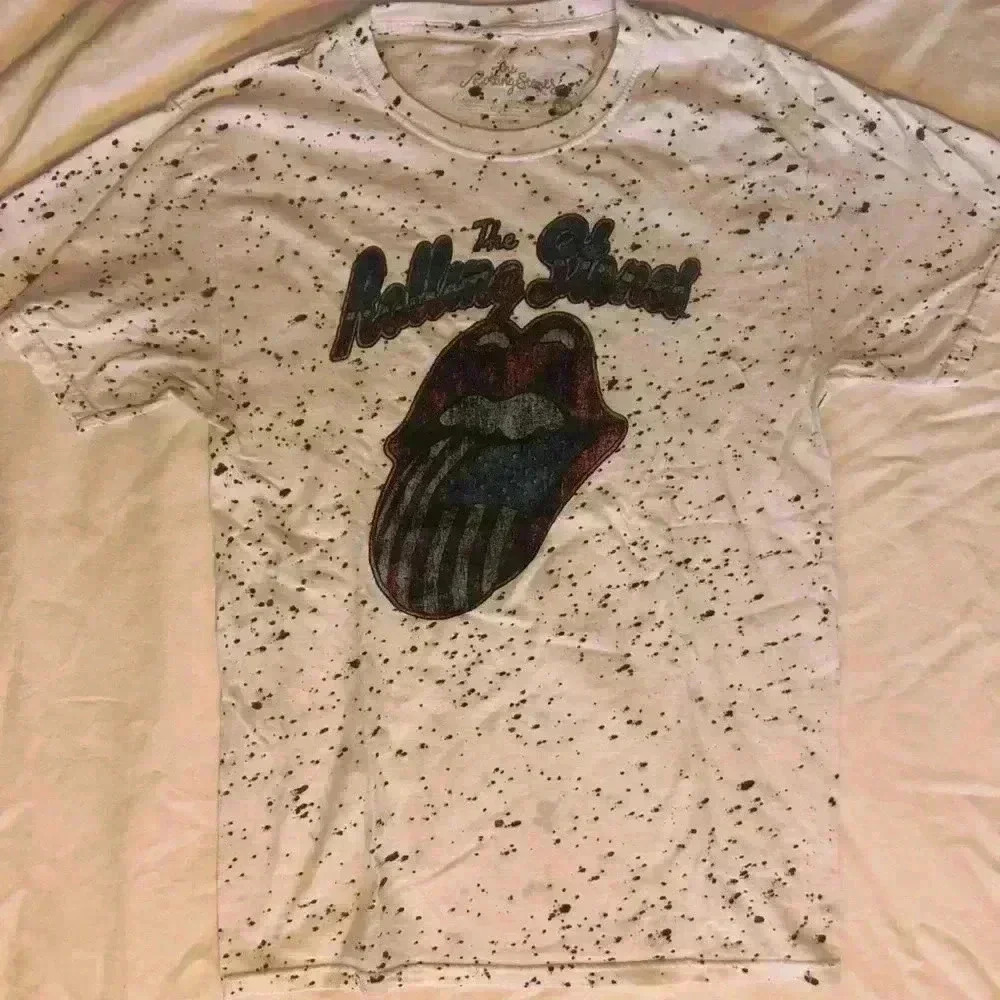 Pain Splatter Rolling Stones T shirt with US Flag tongue